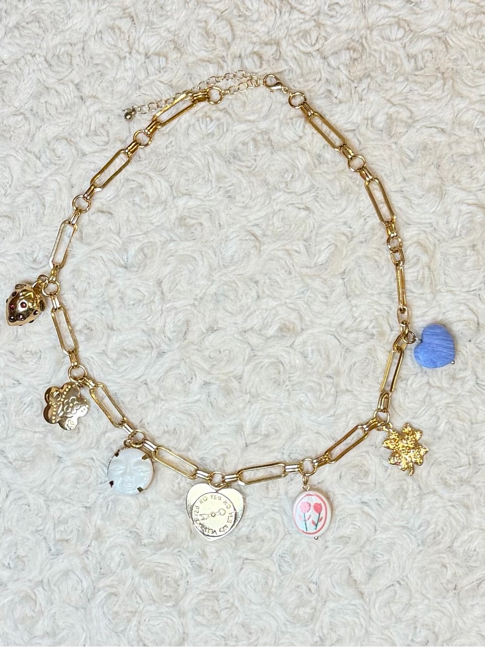 A New Day Gold Tone Charm Necklace | Playful Coastal Style - Picture 2 of 5